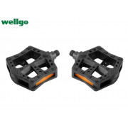 Педали WELLGO, платформенные (комплект 2 шт.), пластик/сталь, ось 9/16", 108x95 мм, LU-985 (черный, УТ00025434)