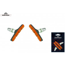Тормозные колодки 70 мм (пара) V-Brake, BS-124, RAPIDA, оранжевый/черный
