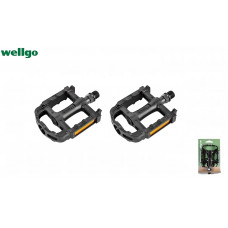 Педали WELLGO, платформенные (комплект 2 шт.), пластик/сталь, ось 9/16", 106x86 мм, ось 9/16", V-895NB, блистер (черный, УТ00031725)