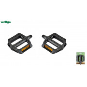 Педали WELLGO, платформенные (комплект 2 шт.), пластик/сталь, ось 9/16", 107x96 мм, V-984DU, блистер (черный, УТ00031728)