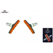 Тормозные колодки 70 мм (пара) V-Brake, RPD-124, двухкомпонентные, RAPIDA, блистер (красный/черный)