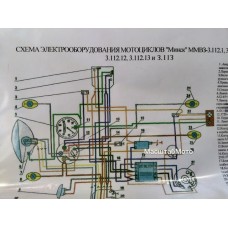 Схема электрооборудования мотоцикла "Минск" (6v)