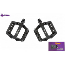 Педали KLONK, платформенные, нейлон, 115×105 мм, 9/16", ось Boron Steel, 2 DU, съемные шипы, KLK-17016 Black