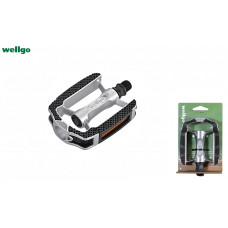 Педали WELLGO, платформенные (комплект 2 шт.), алюминиевые, ось 9/16", 105x80 мм, с эластомерными накладками, CITY, C-169DU, блистер (WLGC169DU)