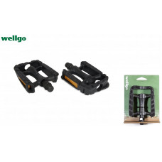 Педали WELLGO, платформенные (комплект 2 шт.), пластик/сталь, ось 9/16", 107x81 мм, CITY, C-246DU, блистер (черный, WLGC246DU)